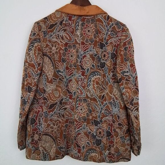 VTG 1970s Anne Klein Tapestry Blazer Womens Sz‎ 14 Floral Paisley Victorian Boho - Picture 6 of 16